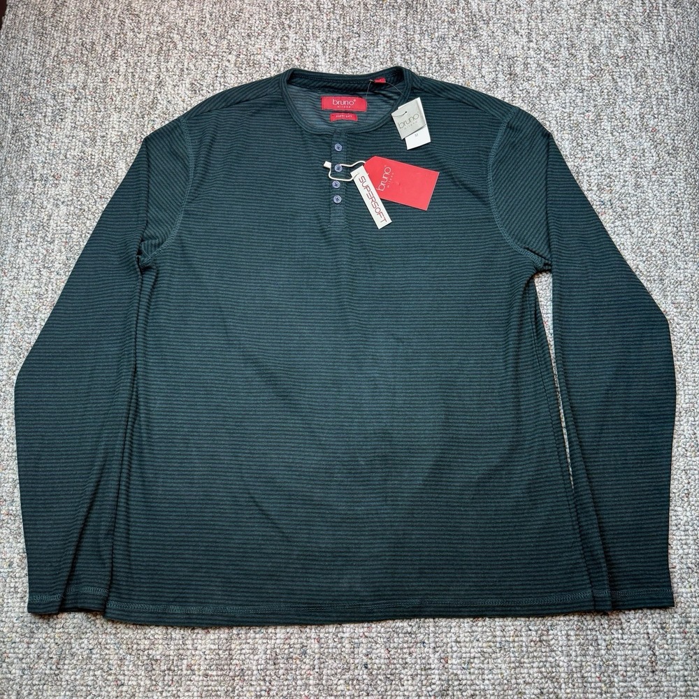 Bruno Milano Henley Shirt Mens Medium Original Supersof Long Sleeve Teal NWT